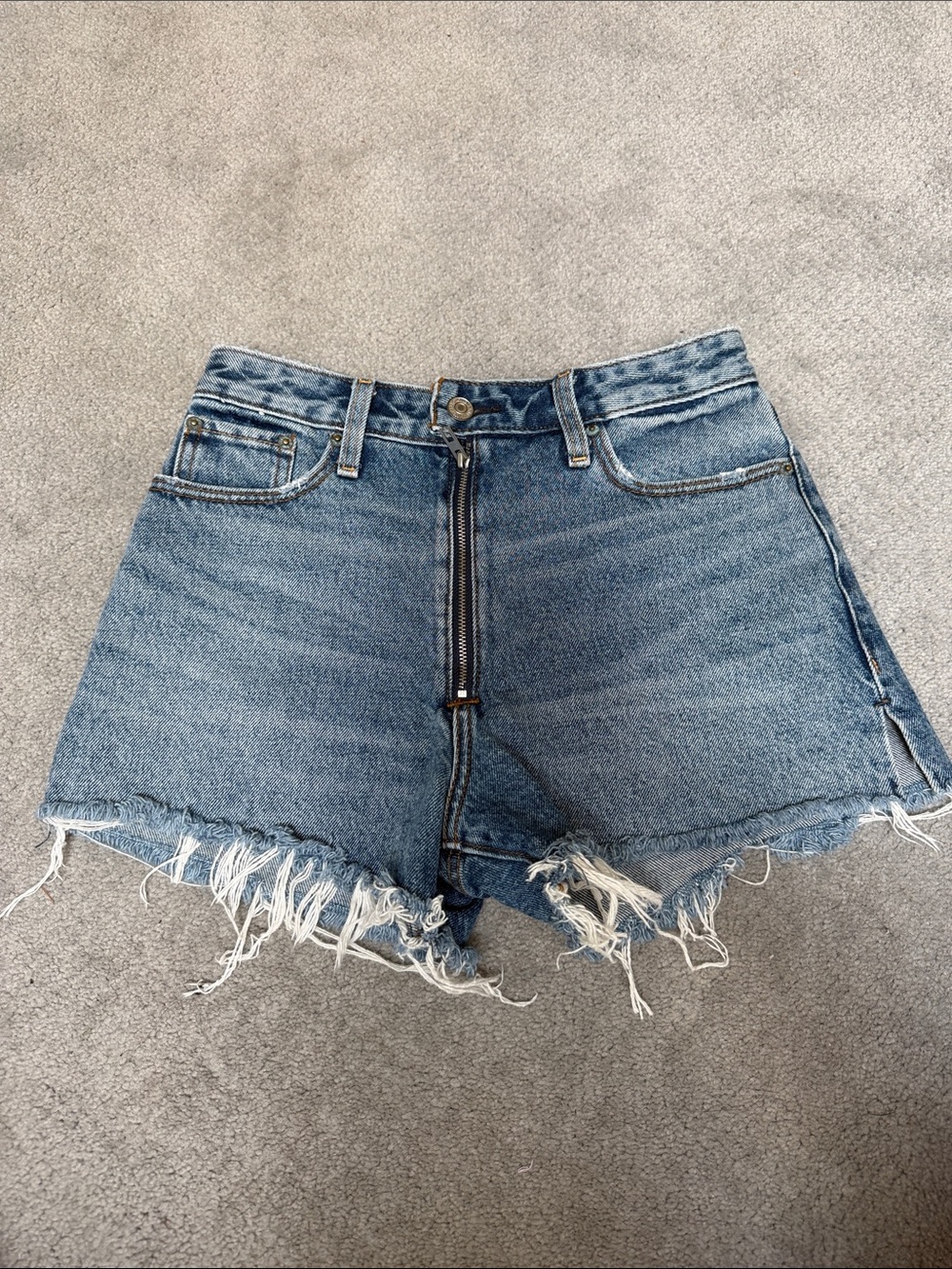 a&f High-Rise Distressed Denim Shorts